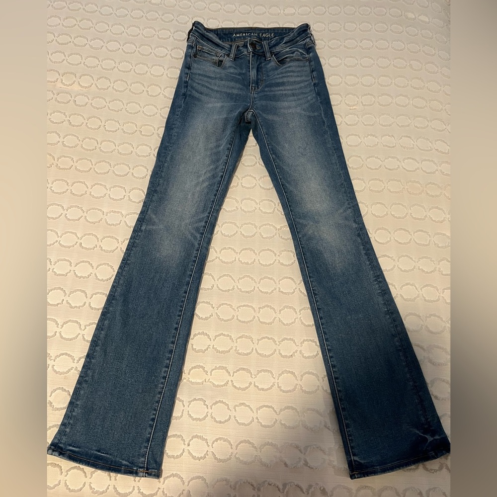 Blue wide leg jeans